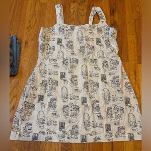 Abercrombie & Fitch Linen-Blend Wide Strap Mini Dress Beige Pattern XXL Tall